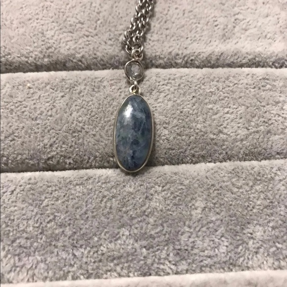 New Sterling Silver Mermaid Kyanite Short Necklace Pendant Topaz Accent Crystal - Picture 7 of 13